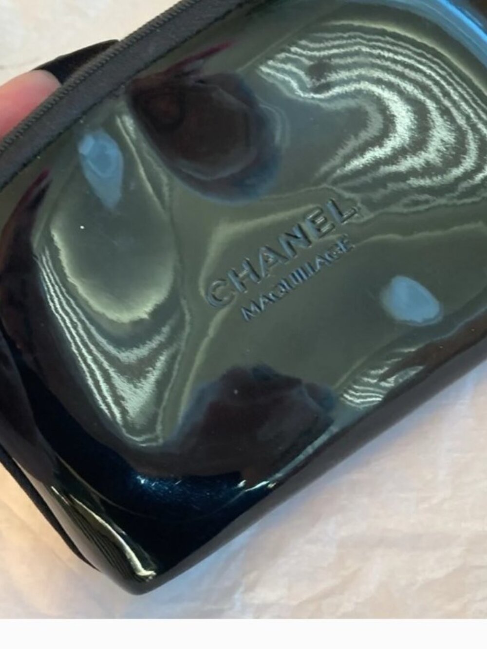 CHANEL Maquillage 2011 Vintage Cosmetic Bag Black Faux Patent Leather
